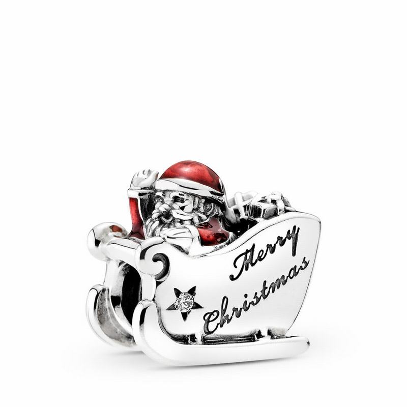 Pandora Sleighing Santa Charm - Sterling Silver/Enamel/Red/Cubic Zirconia - Canada | HN6130HM